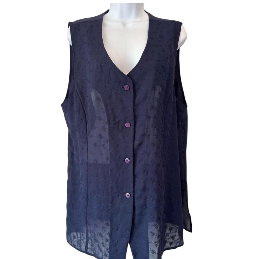 90s Vintage Bohemian Hippie Chaus Blue Sheer Academia Vest